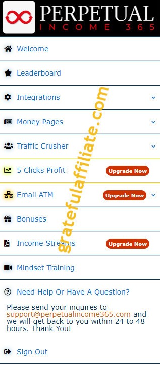 Perpetual Income 365 Menu