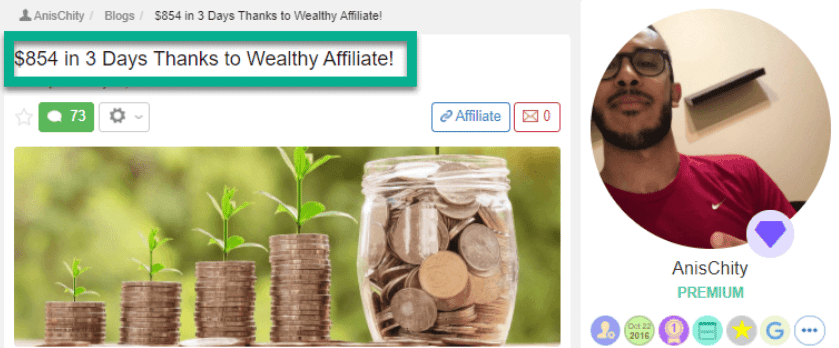 Affiliate Marketing - Anis earned $854 in 3 days