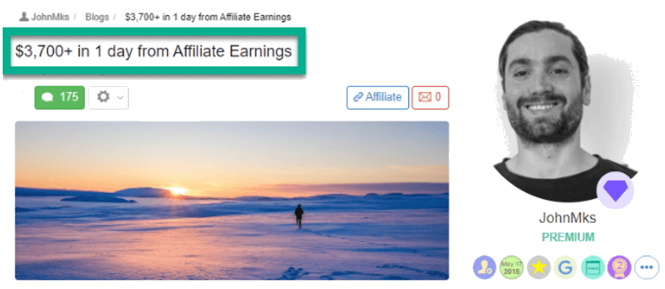 Affiliate Marketing - John made over $3,700 from affiliate earnings in 1 day!