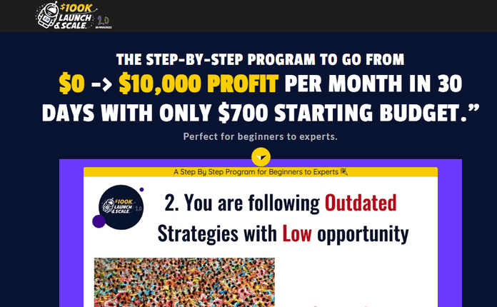 100K Academy step-by-step program with $700 starting budget