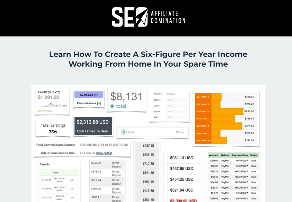 SEO Affiliate Domination Learn to create a six-figure per year income working from home in your spare time.