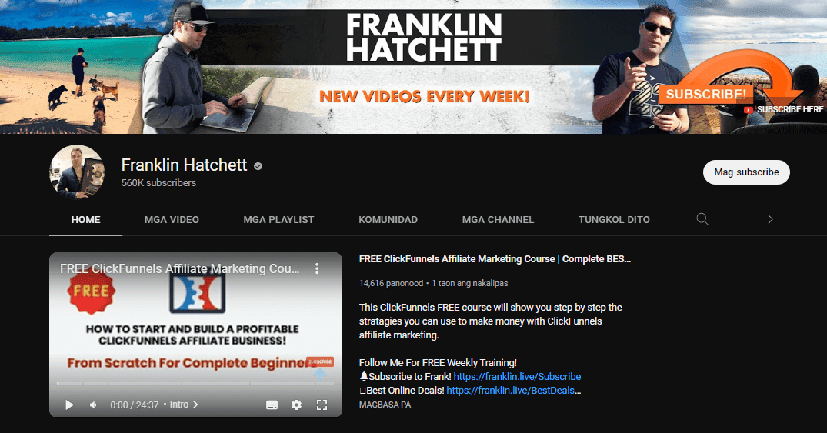 Savage Affiliates Franklin Hatchett Youtube Channel